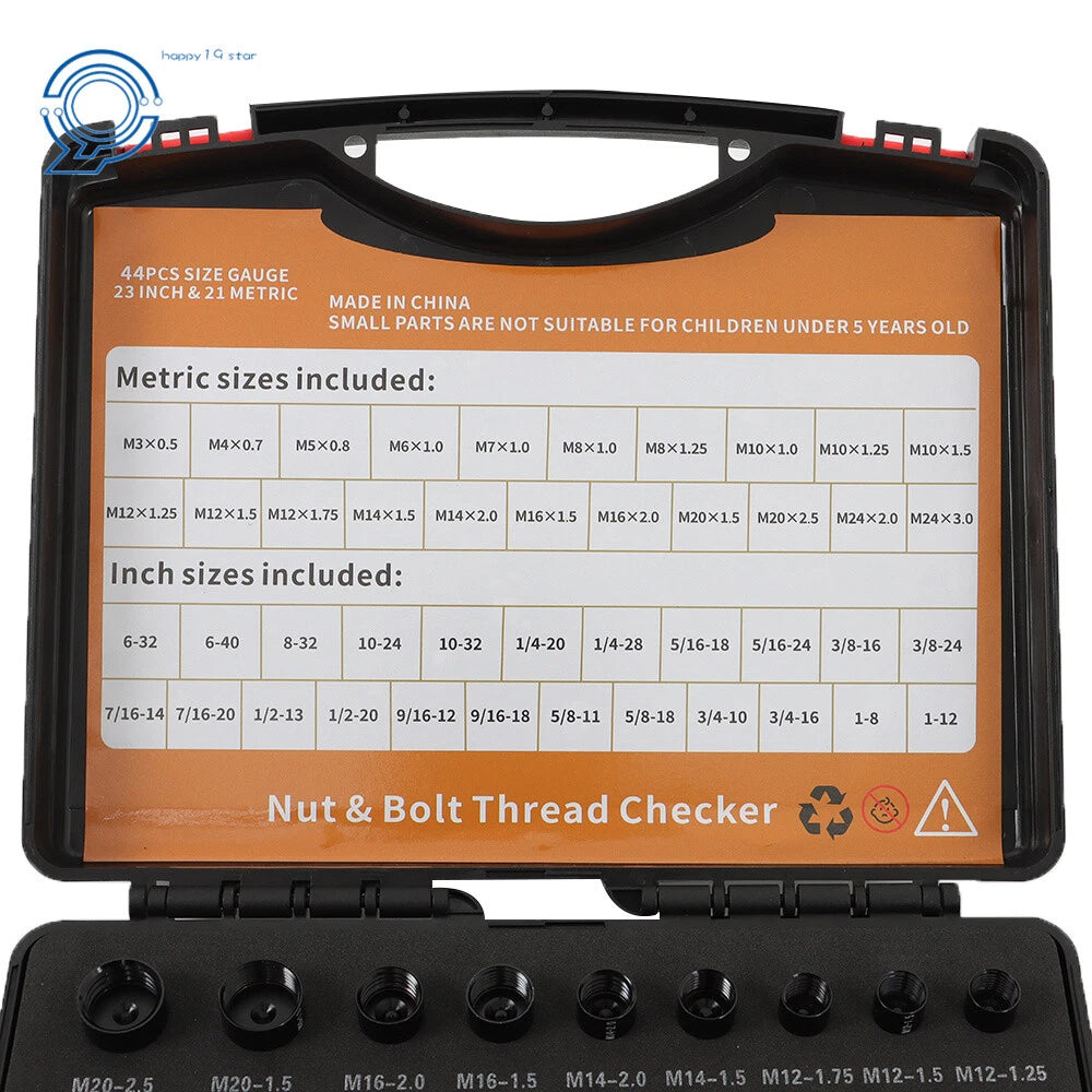 Set of 44 Thread Gauges for Inch & Metric Nut & Bolt Identification
