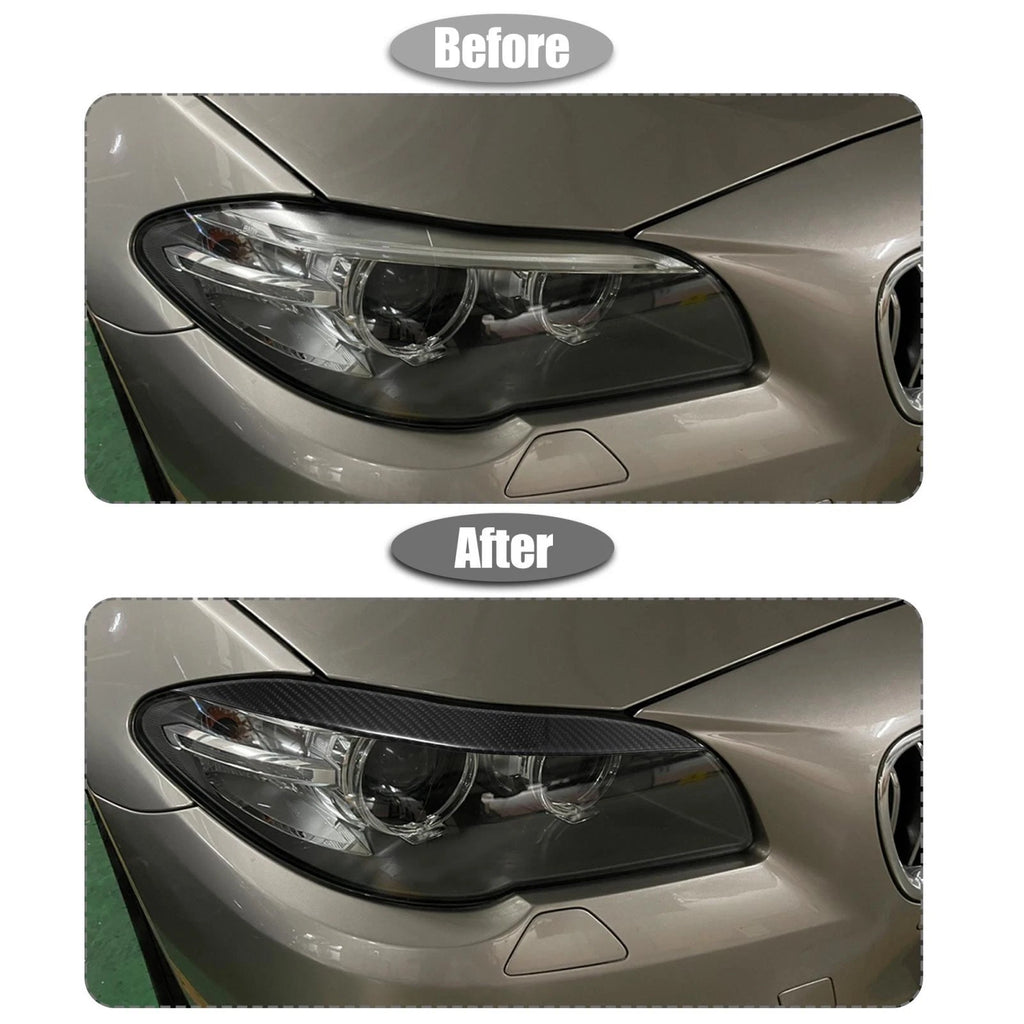 1 Pair Headlight Eyebrow Cover Sticker for BMW F10 (2011–2017) Carbon Fiber