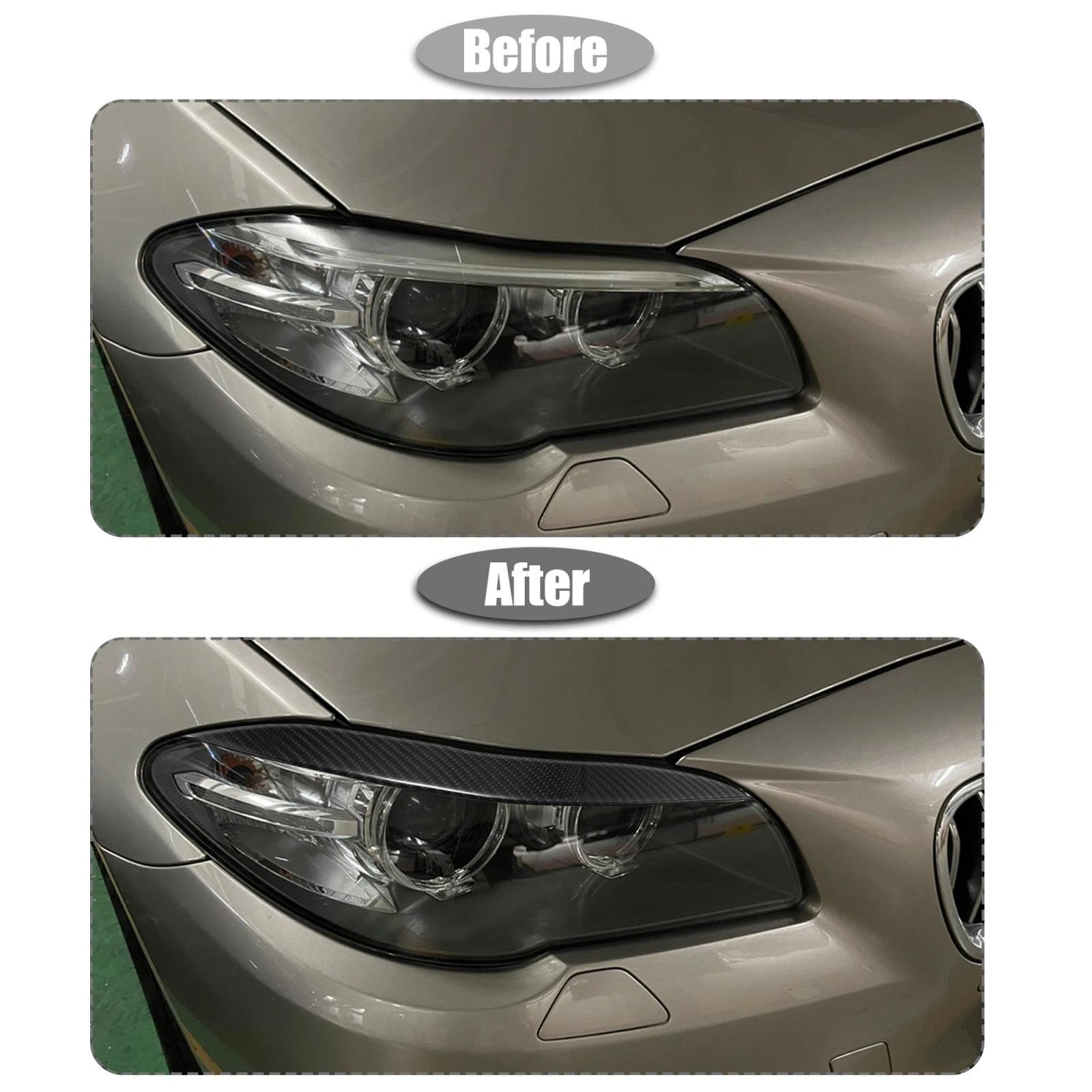 1 Pair Headlight Eyebrow Cover Sticker for BMW F10 (2011–2017) Carbon Fiber