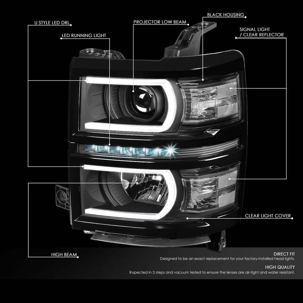 LED DRL U Tube Bar for Silverado 1500 (2014–2015) Projector Headlight