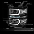 LED DRL U Tube Bar for Silverado 1500 (2014–2015) Projector Headlight
