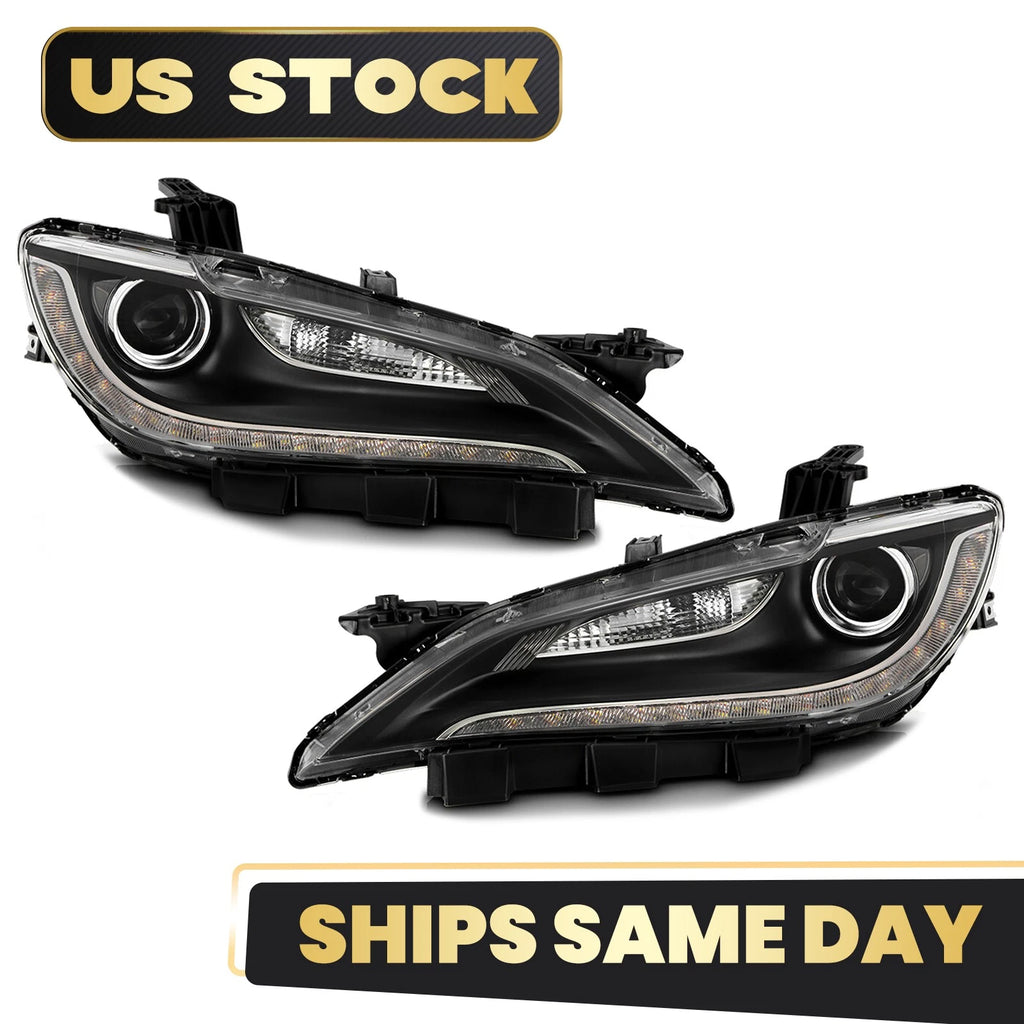 HID Headlight Set for Chrysler 200 (2015–2017) w/LED DRL & Chrome Trim