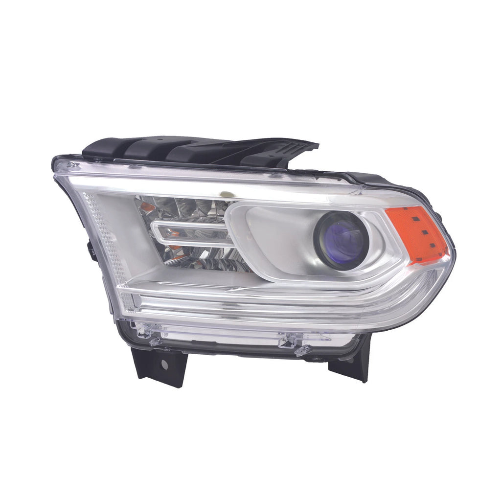 Chrome Driver Halogen Headlight Assembly w/LED Daytime Running Lamp w/o Logo