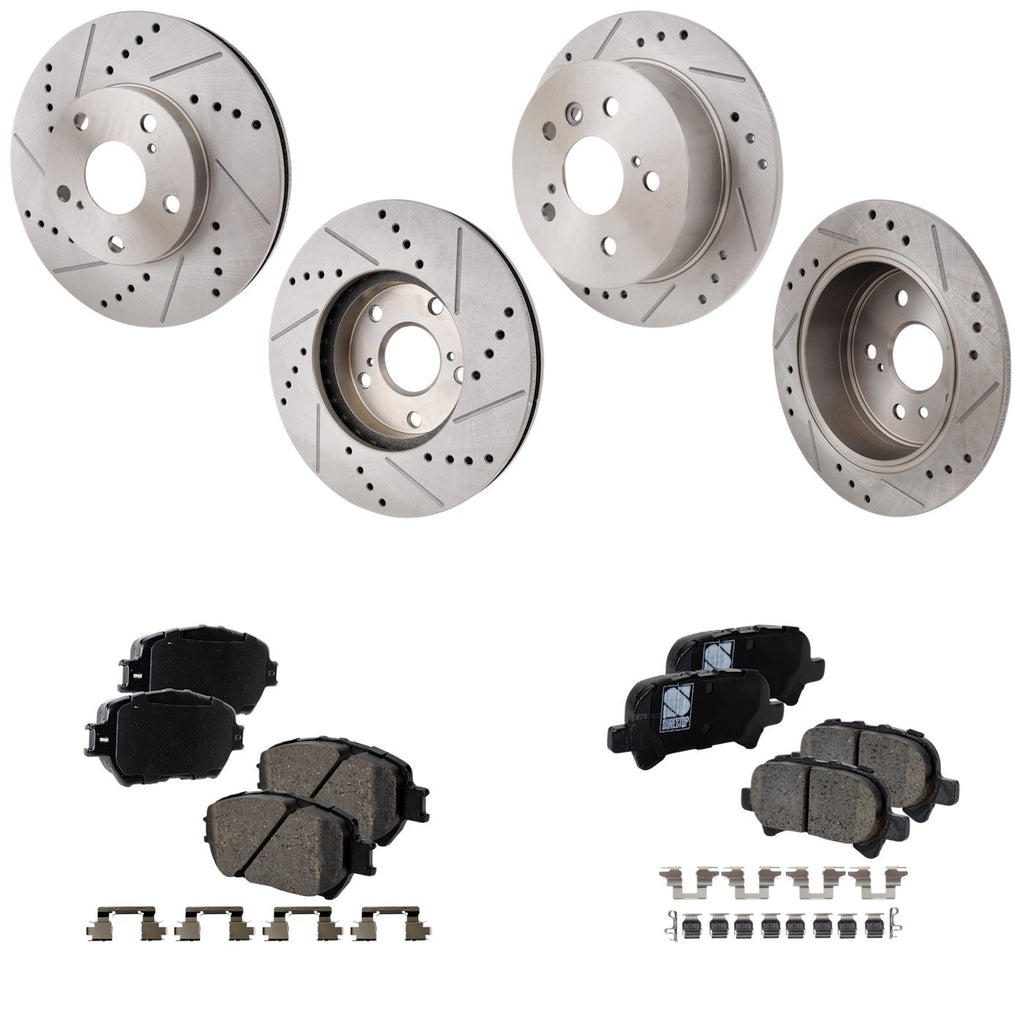 Disc Brake & Pad Kit for Toyota Camry (2002–2006) Cross-drilled Ceramic
