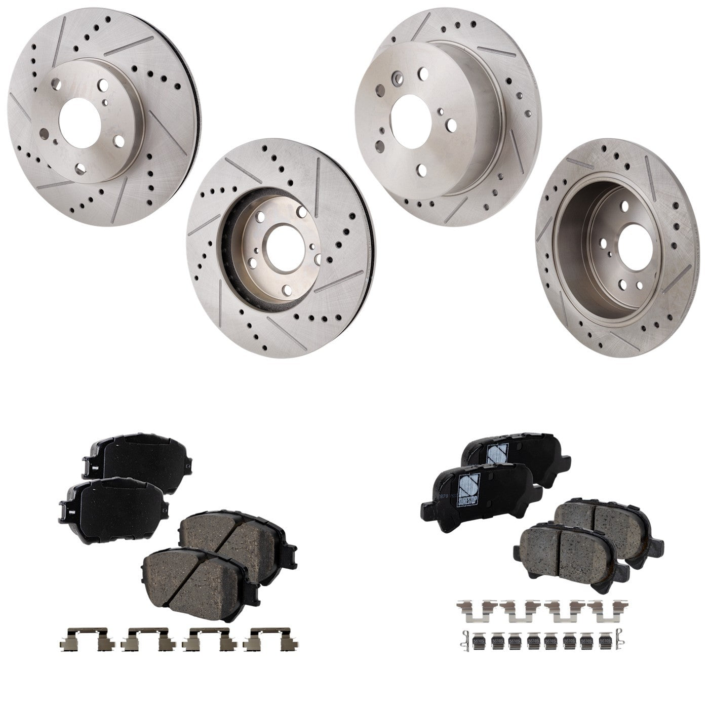 Disc Brake & Pad Kit for Toyota Camry (2002–2006) Cross-drilled Ceramic