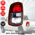 Halogen Tail Light Lamp for Dodge Ram 2500 3500 (2019–2024) Black Trim