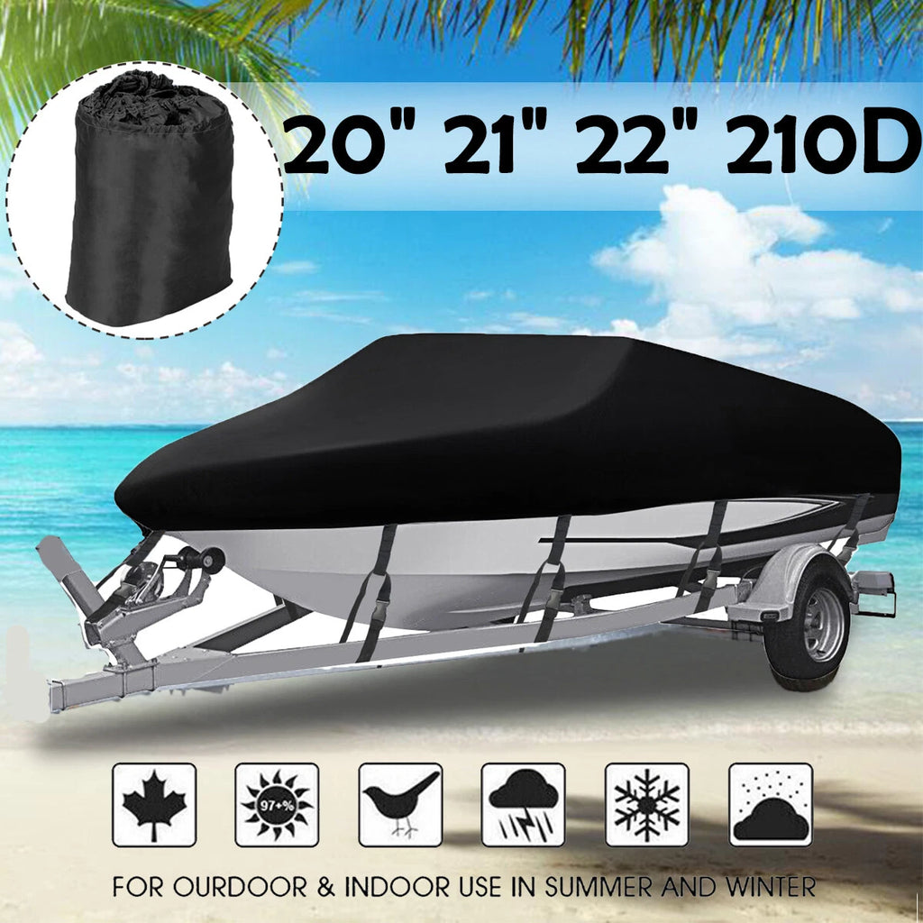 Boat Cover for V-Hull Runabout (20-22ft) 210D Waterproof UV Dust Wind Rain Snow