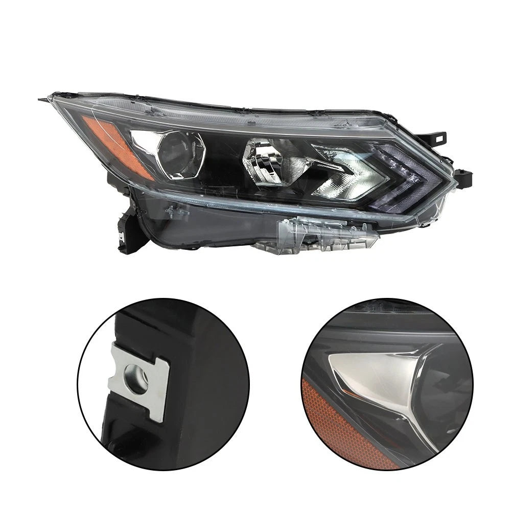 Headlight Assembly Projector for Nissan Rogue Sport (2020–2022) RH Black Halogen