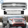 Front Bumper Upper Grille Assembly for Ford Explorer (2011–2015) Silver