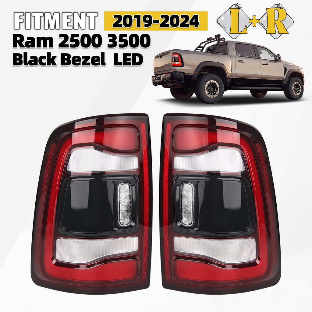 Set of 2 Black LED Tail Lights for Ram 2500 3500 (2019–2023)