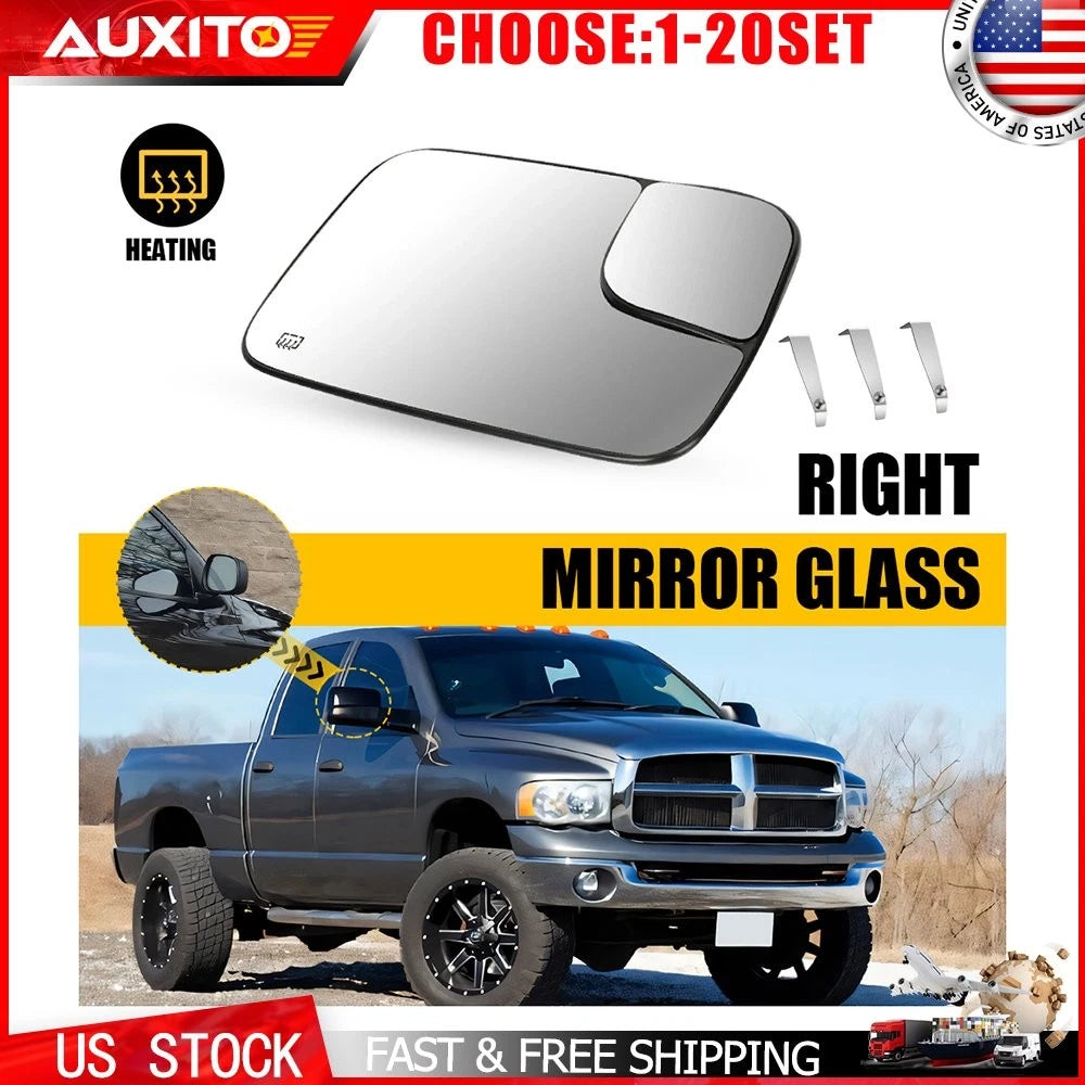 Heated Right Side Mirror Glass for Dodge RAM 1500 2005-2008, 2500 3500 2005-2009