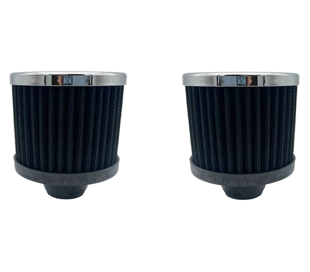 Chrome Valve Cover Breather Push In with Black Filter for 1-1/4" Hole