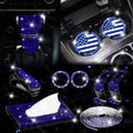 Fashion Blue Bling USA Flag Cup Coaster Interior Decor Kit for 2020-2023