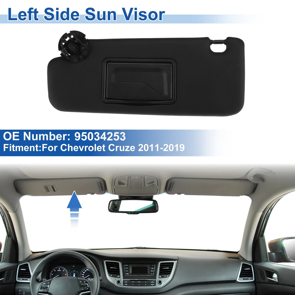 Left Side Sun Visor for Chevrolet Cruze (2011–2019) No. 95034253 Black
