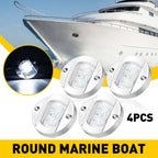Set of 4 White Round LED Cabin Lights for Marine Boat