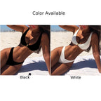 Set of 2 High Waist Swimwear for Women - Black/White V Neck Bikini