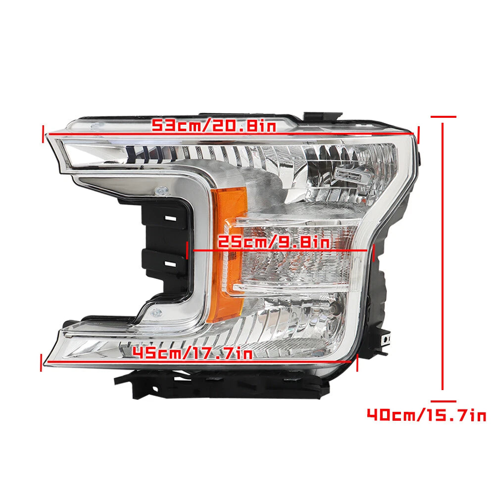 Driver Side Chrome Halogen Headlight for Ford F150 (2018-2020)