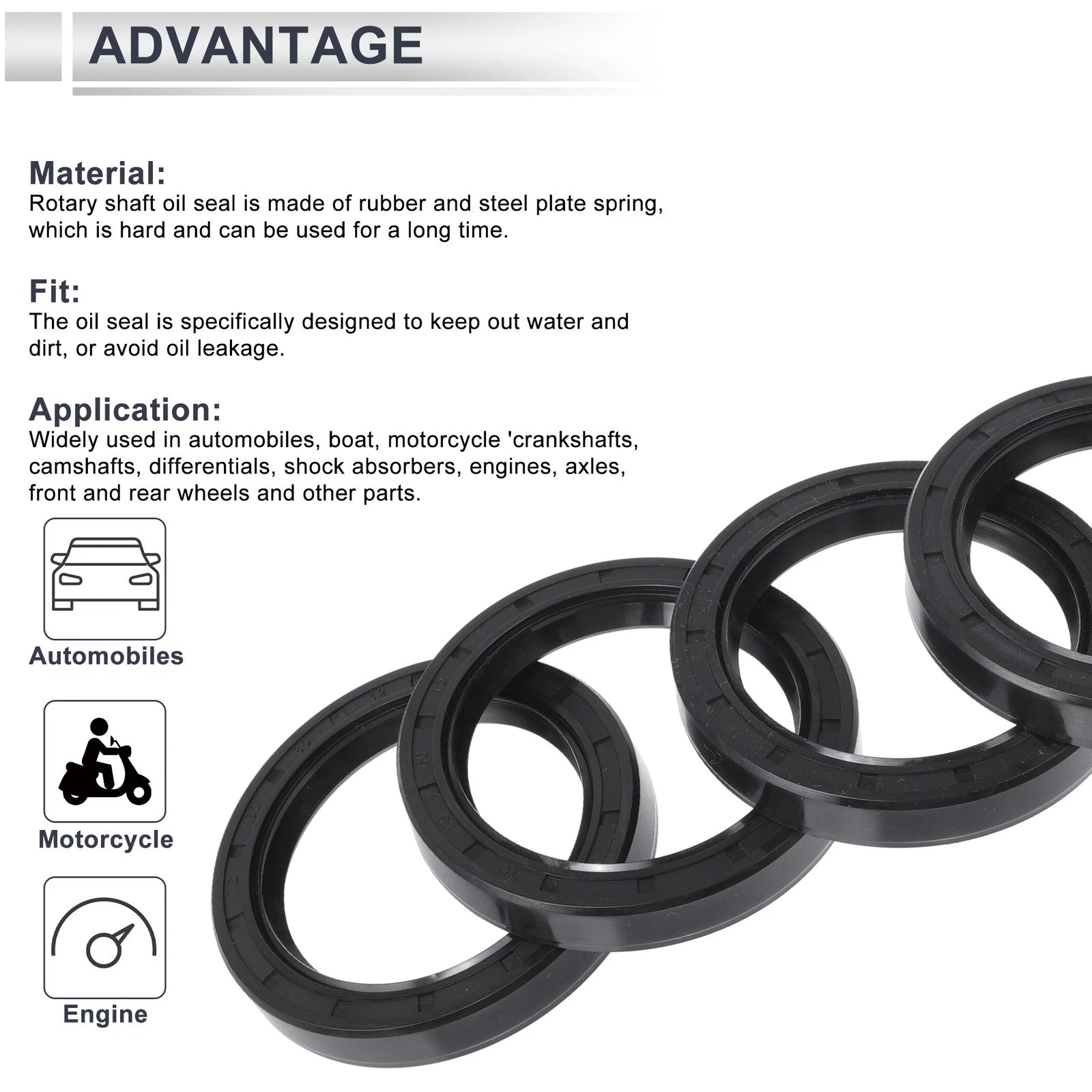 Set of 5 Oil Seal Rotary Shaft Seal NBR Rubber 60x80x12mm