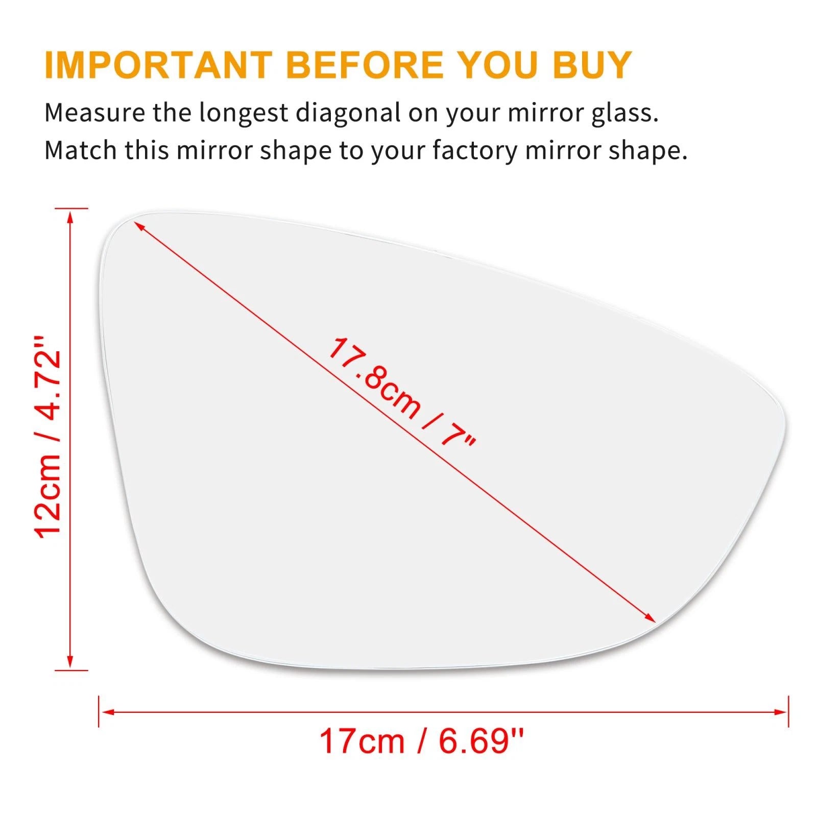 Car Mirror Glass Right Passenger Side RH for Volkswagen CC (2009–2017)