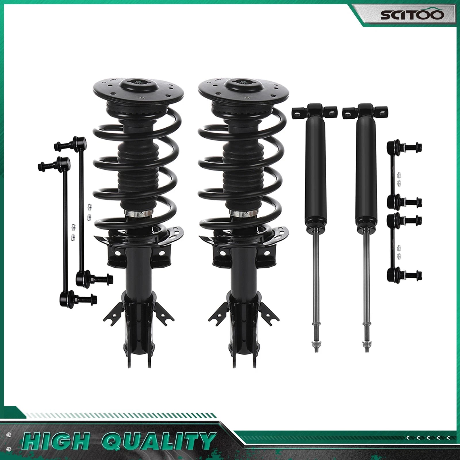 Front Struts Rear Shocks Sway Bars w/Coil Spring for Ford Fusion (2013–2018)