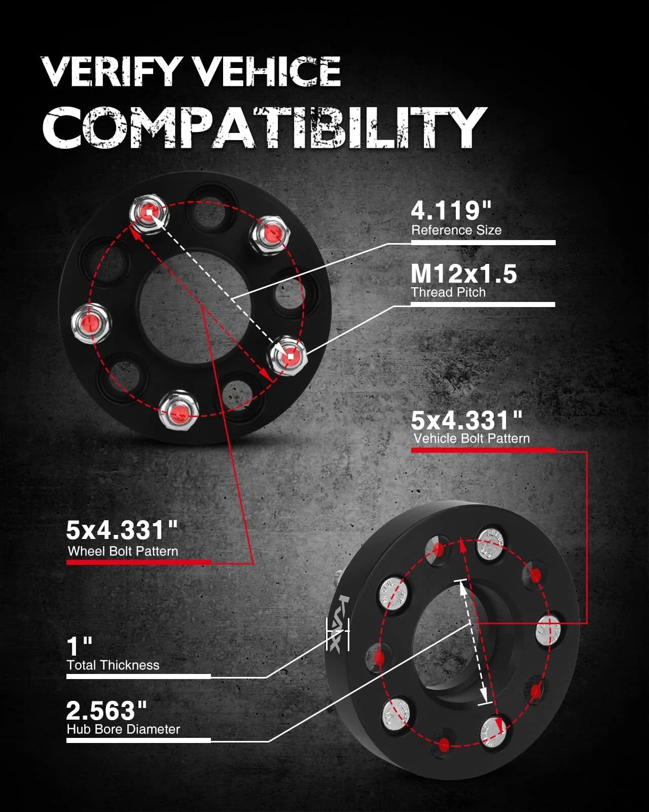 Wheel Spacers 1in 5x110mm to 5x110mm for Chevy HHR Malibu (2010–2019)