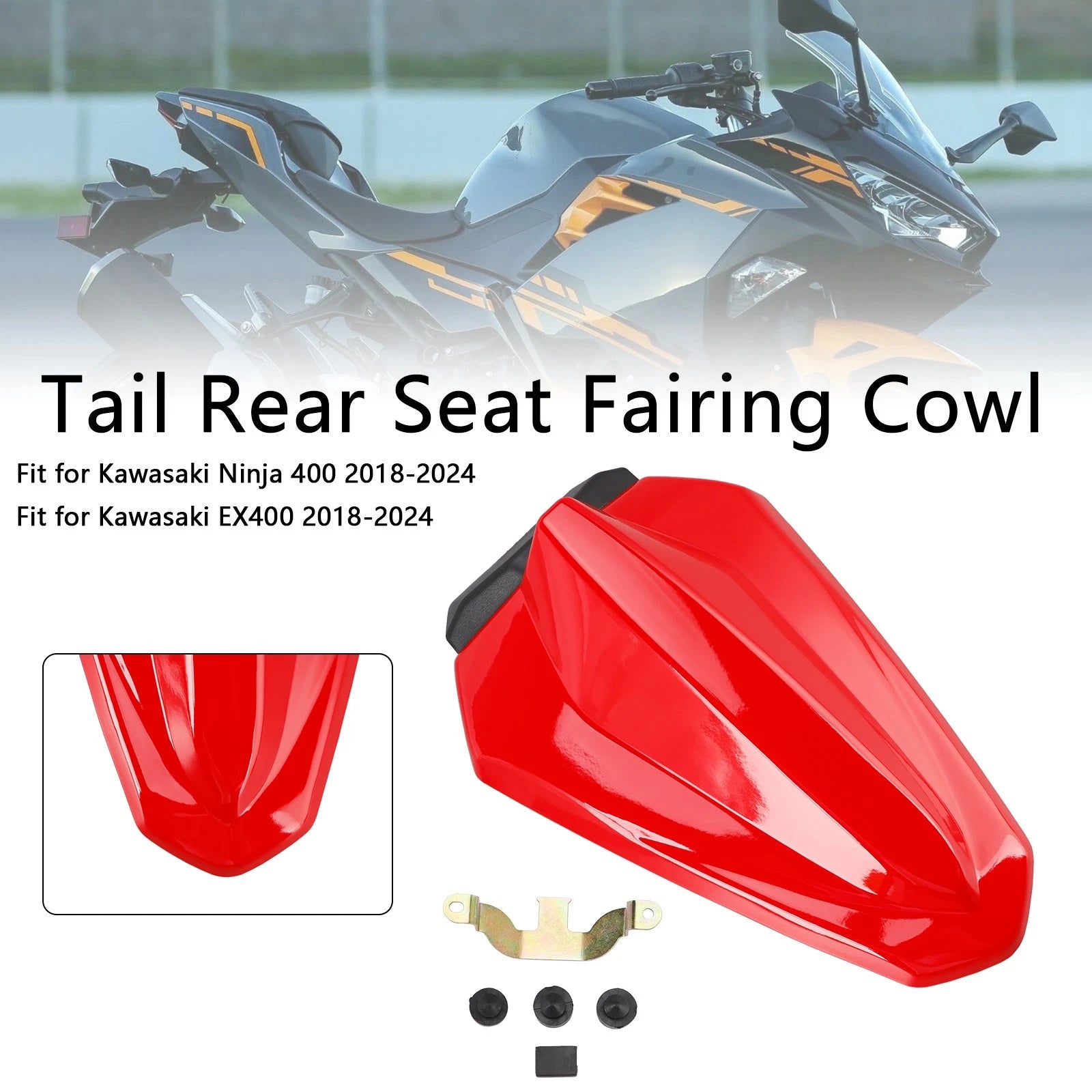 Racing Tail Rear Seat Fairing Cowl for Kawasaki Ninja 400 (2018–2024) Red