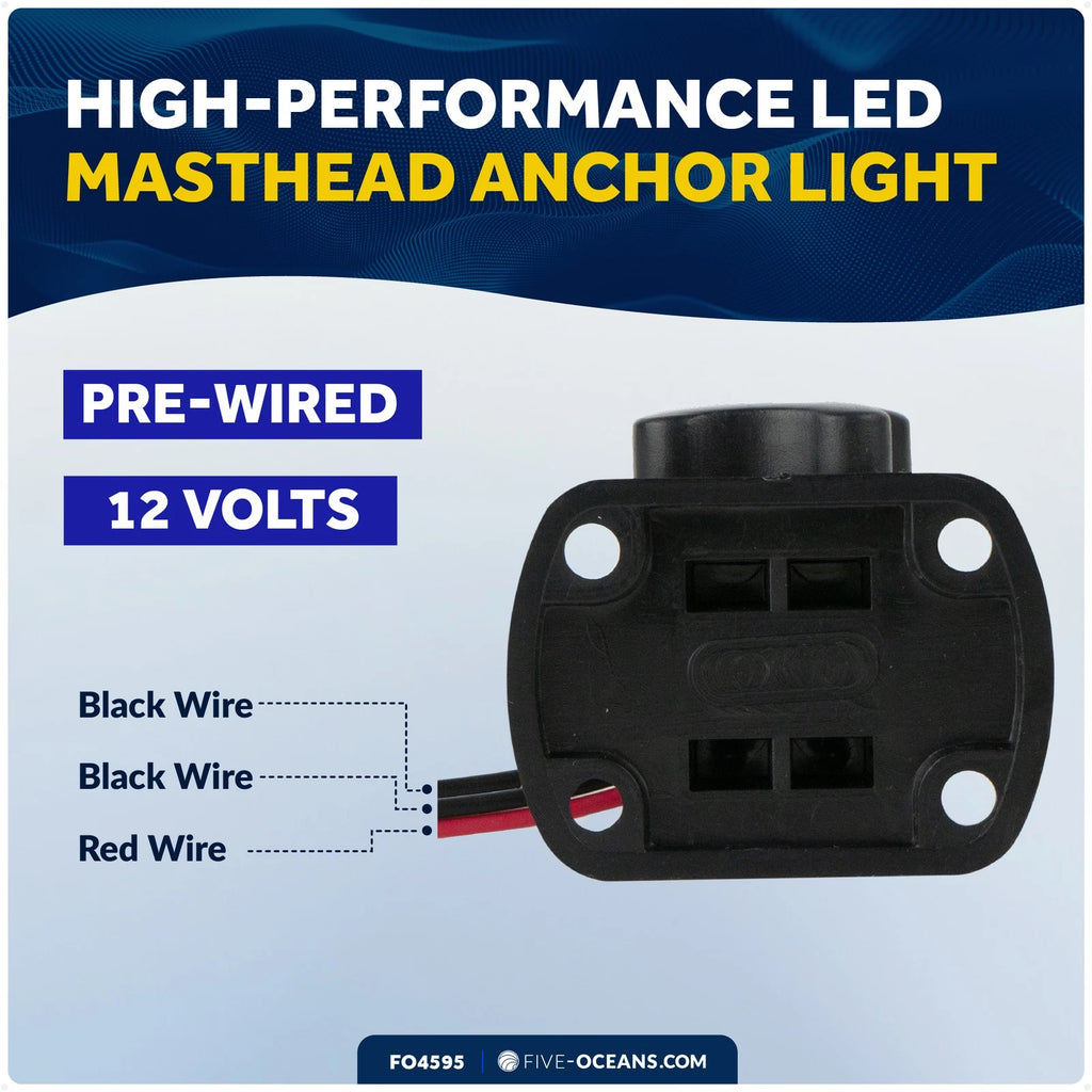 Stern Light Anchor Light for Boat 10.5" Fold Down Masthead All Round