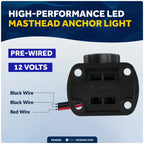 Stern Light Anchor Light for Boat 10.5" Fold Down Masthead All Round