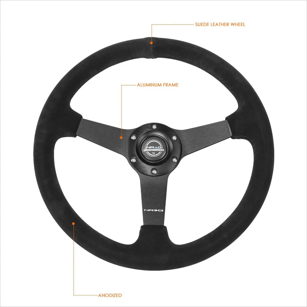 NRG RST-037MB-S 350mm Deep Dish Suede Steering Wheel for Universal Fit (2010–2023)