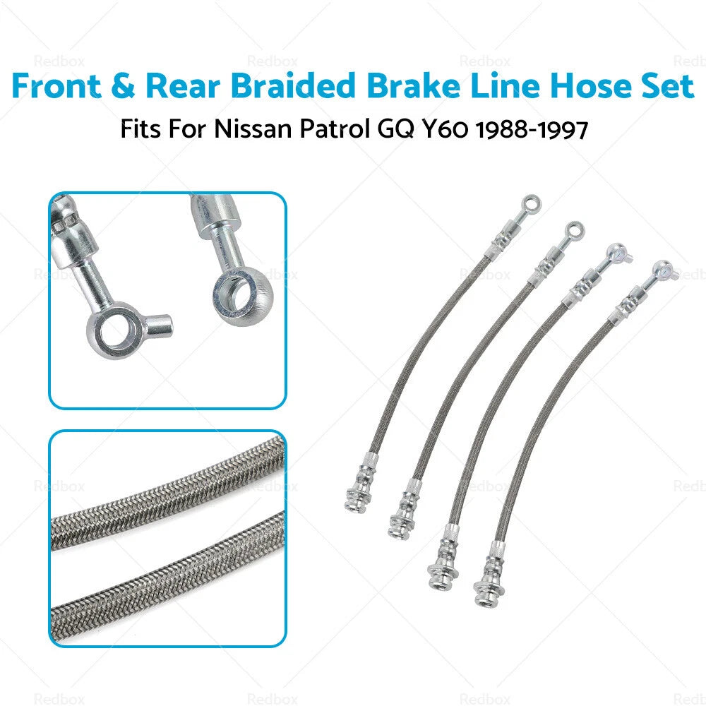 Braided Brake Line Hose Set for Nissan Patrol GQ Y60 (1988–1997)