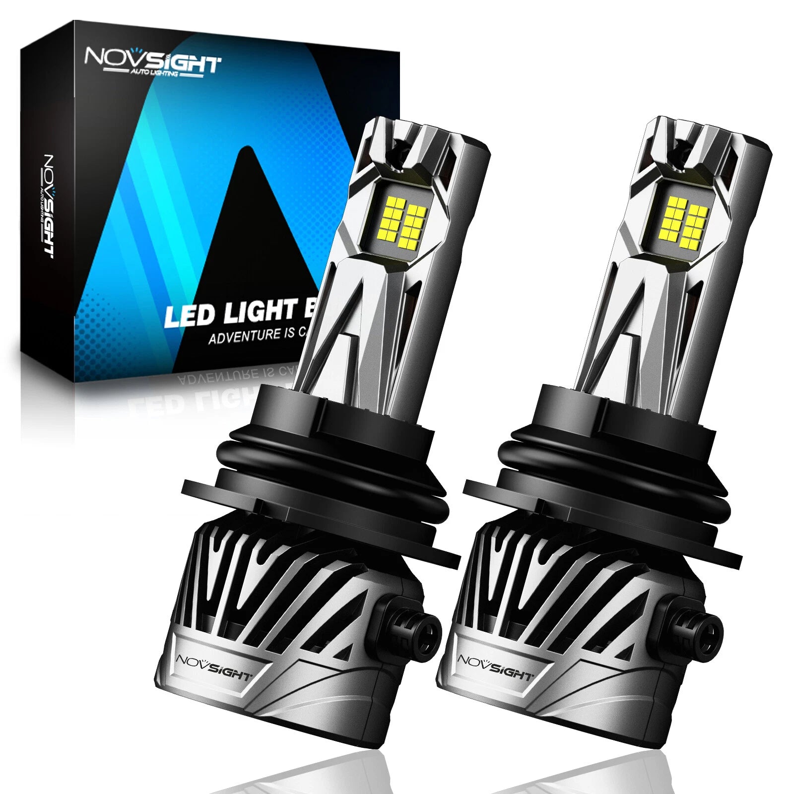 2X 9007 HB5 LED Headlight Bulbs for NOVSIGHT (6500K, 30000LM)