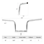 1 1/4" Ape Hanger Handlebars for Harley FLST Sportster XL (Fits 10" Rise)