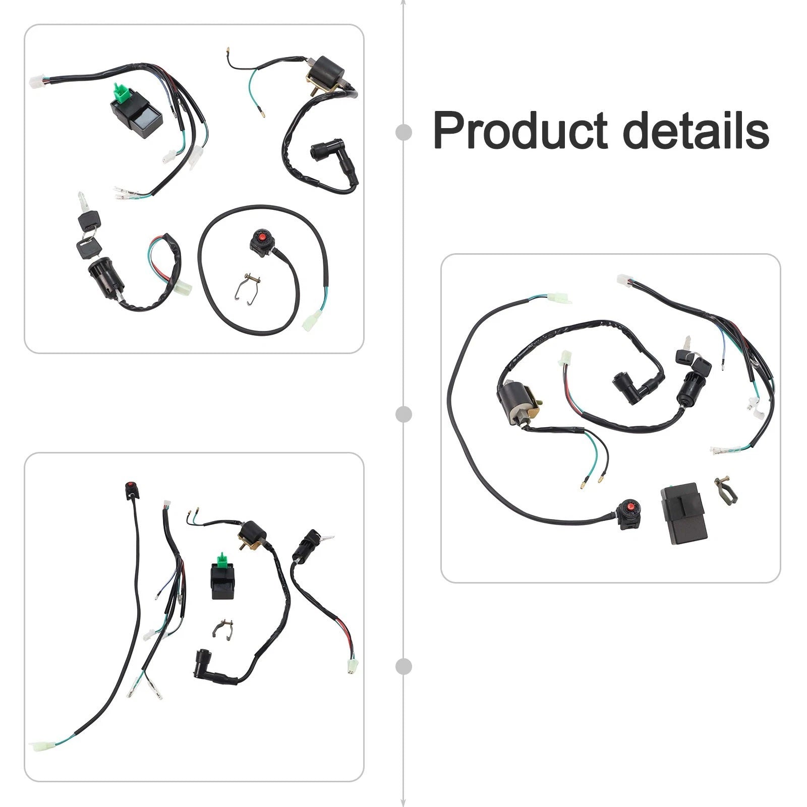 CDI Wiring Harness and Ignition Coil Kit for 50cc 70cc 90cc 110cc 125cc