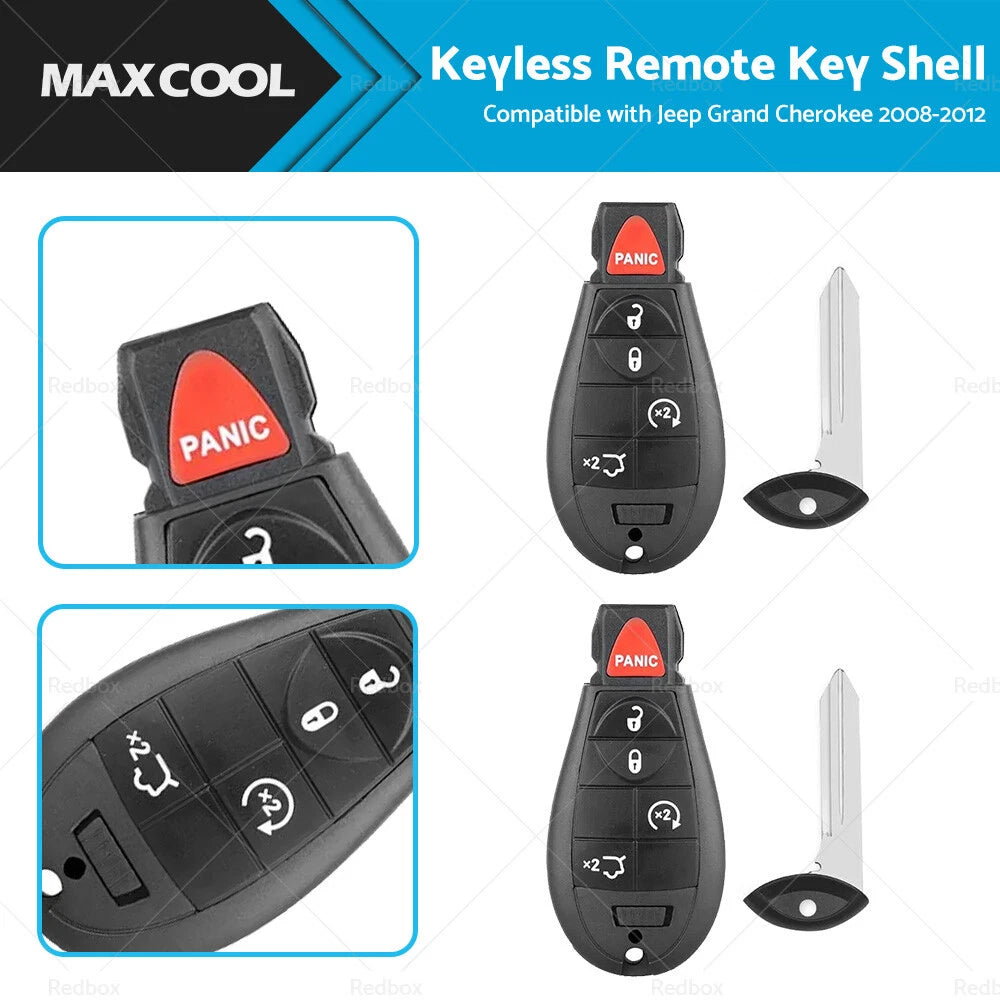 2X Keyless Remote Key Fob Shell for Jeep Grand Cherokee (2008–2012)