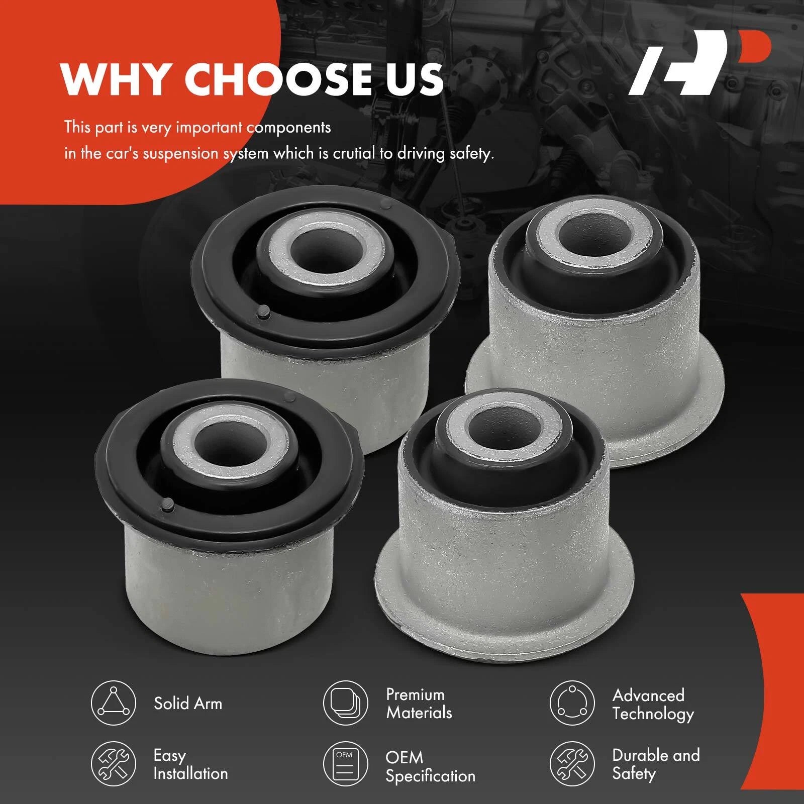 Set of 4 Control Arm Bushings for Chevy Colorado GMC Canyon (2004–2012)