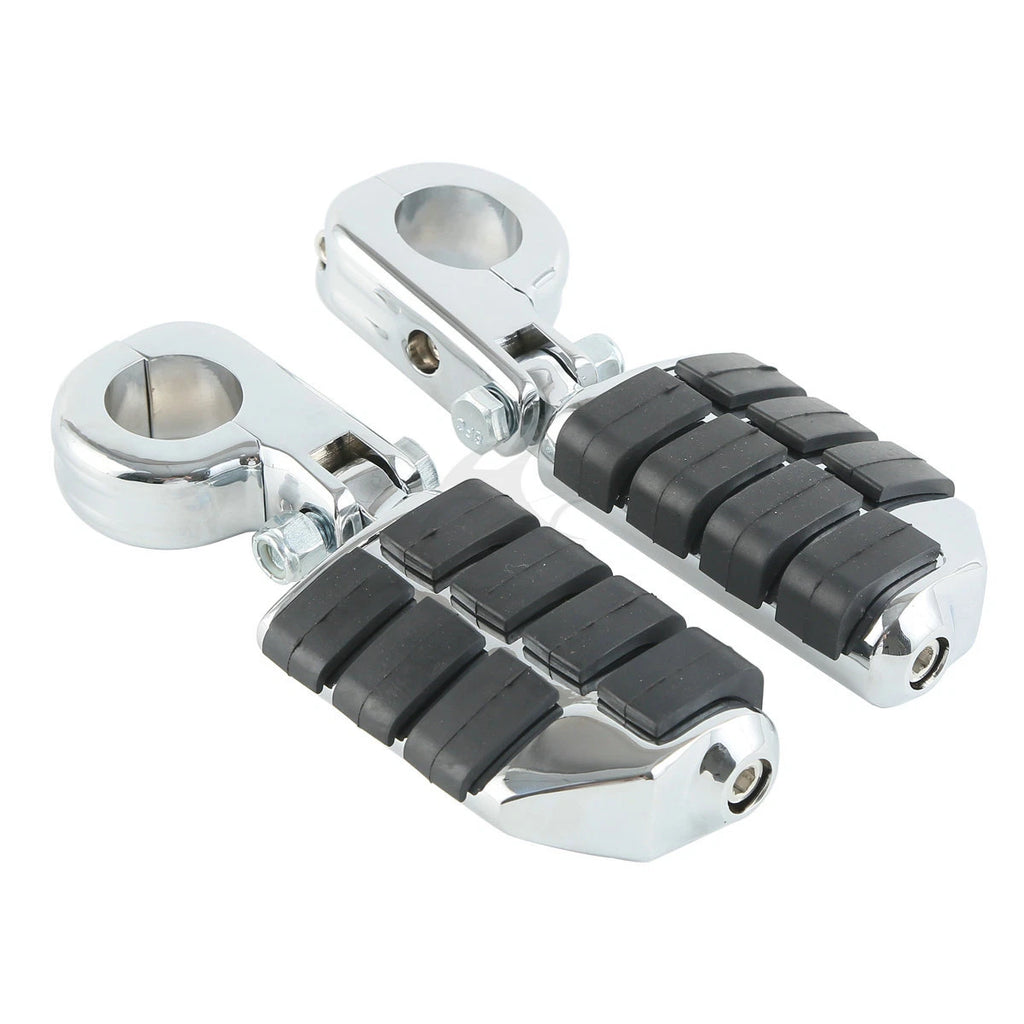 1 1/4" Wing Footpeg Pegs Mount Clamps for Harley Yamaha (Universal) Chrome