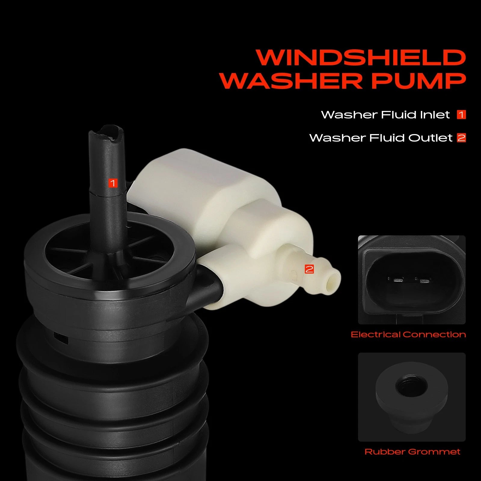 Windshield Washer Pump with Rubber Grommet for Volkswagen Jetta