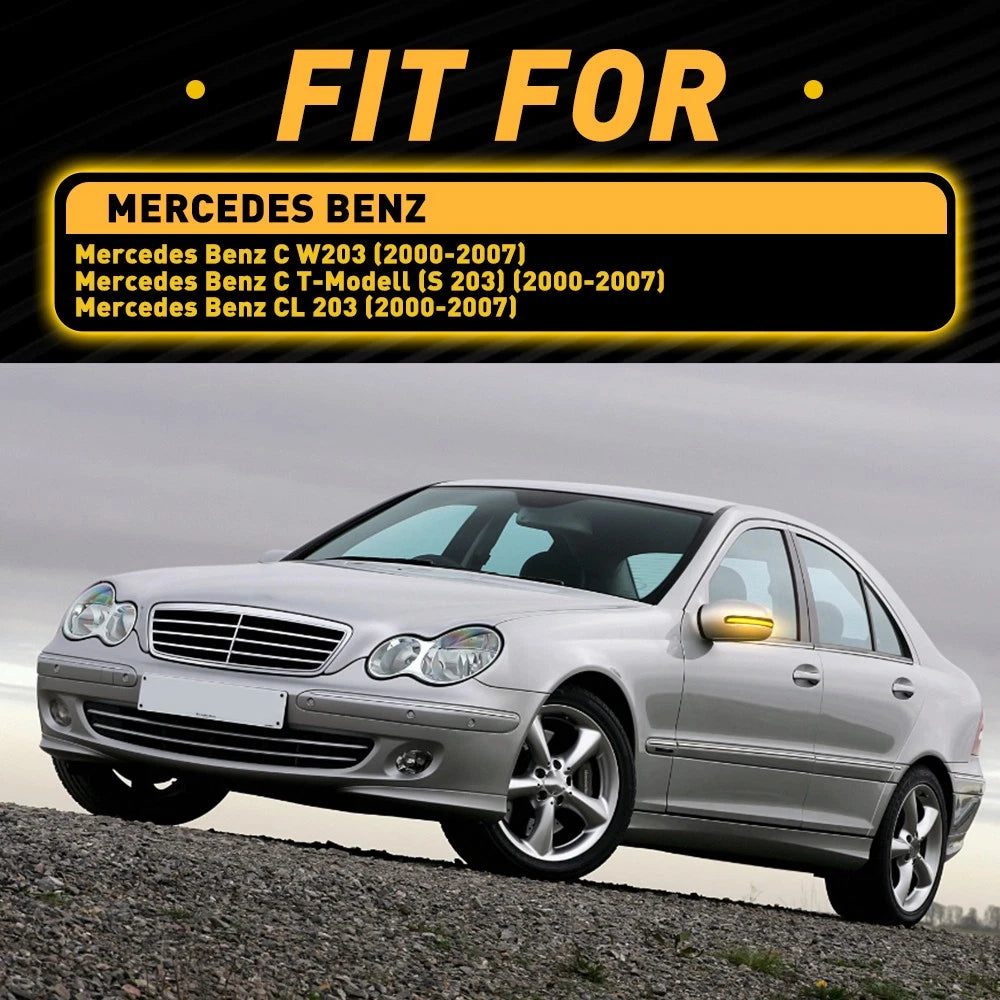 Dynamic LED Side Mirror Indicator Lights for Benz W203 C-Class (2000-2007)