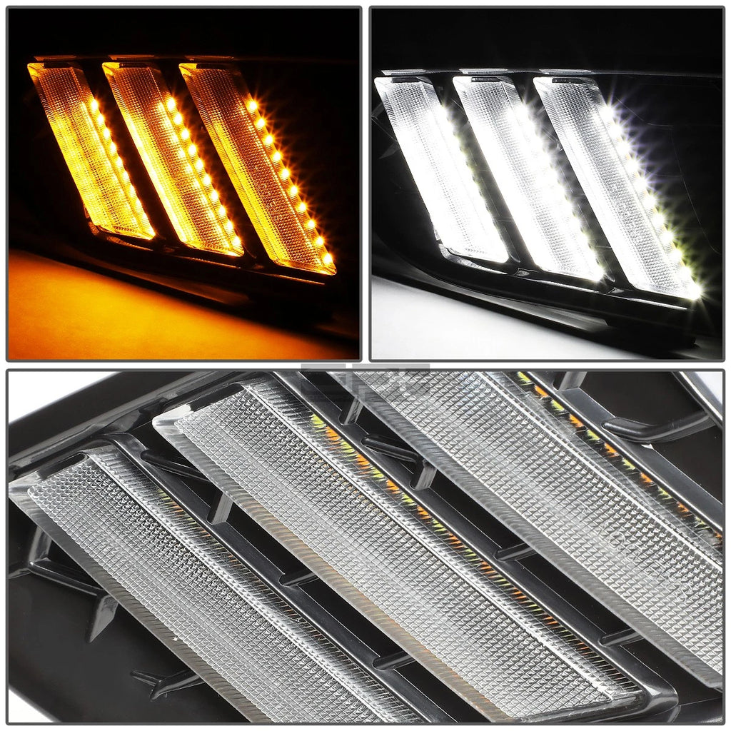 LED DRL Turn Signal Fog Light Lamps for Ford Focus (2015–2018) - Black Bezel