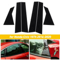 Set of 6 Black Door Window Pillar Post Cover Trim for Honda Civic (2016–2021)