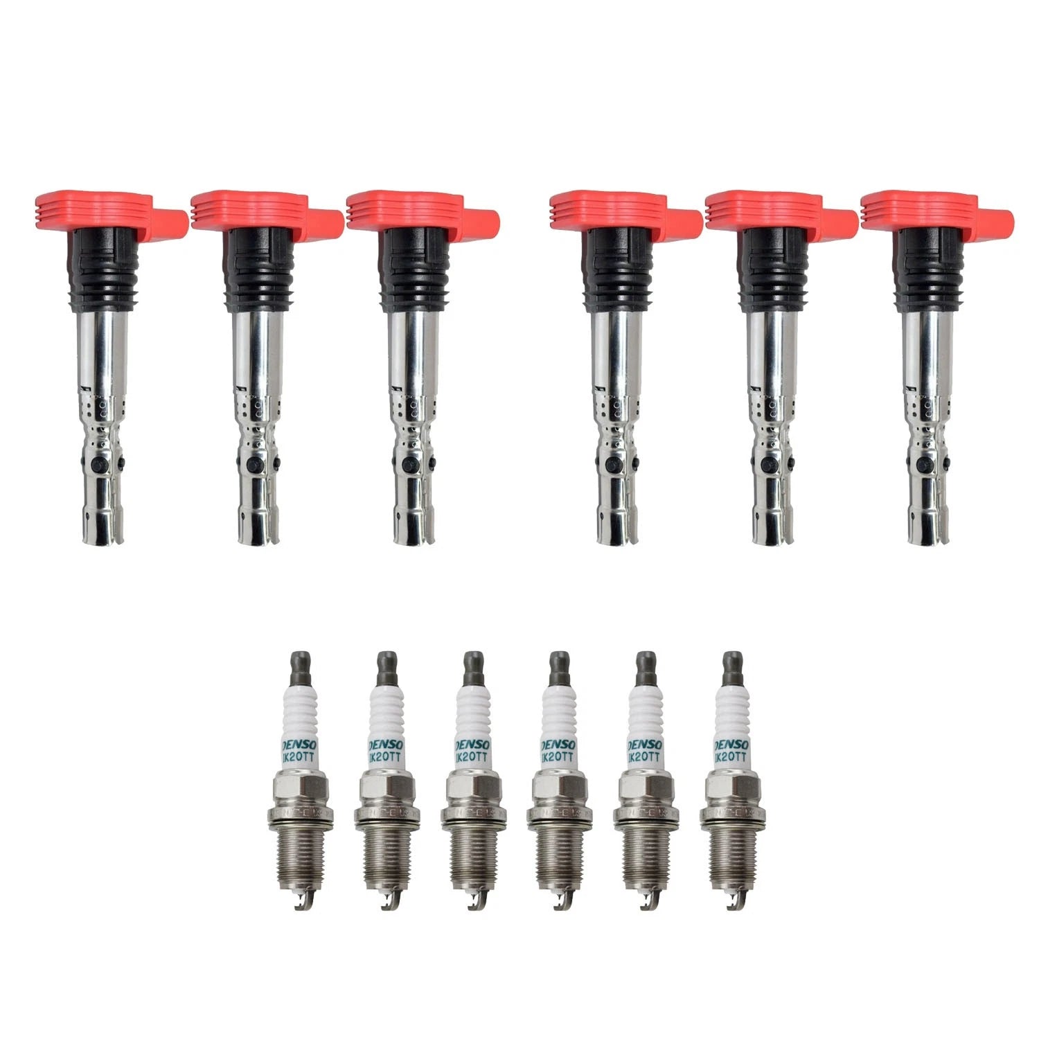 Set of 6 Ignition Coils & Denso Iridium TT Spark Plugs for Audi A4 A6 (1996–2020)