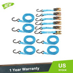 Set of 6 Ratchet Straps 1 Inch 20ft 1700LBS with Hooks