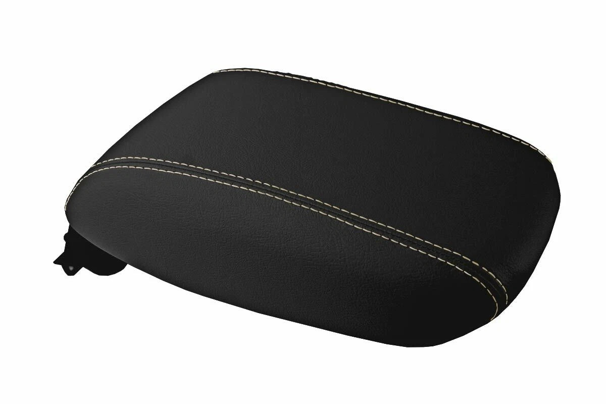 Leather Console Lid Armrest Cover for Dodge Dart (2013–2016) Beige Stitch
