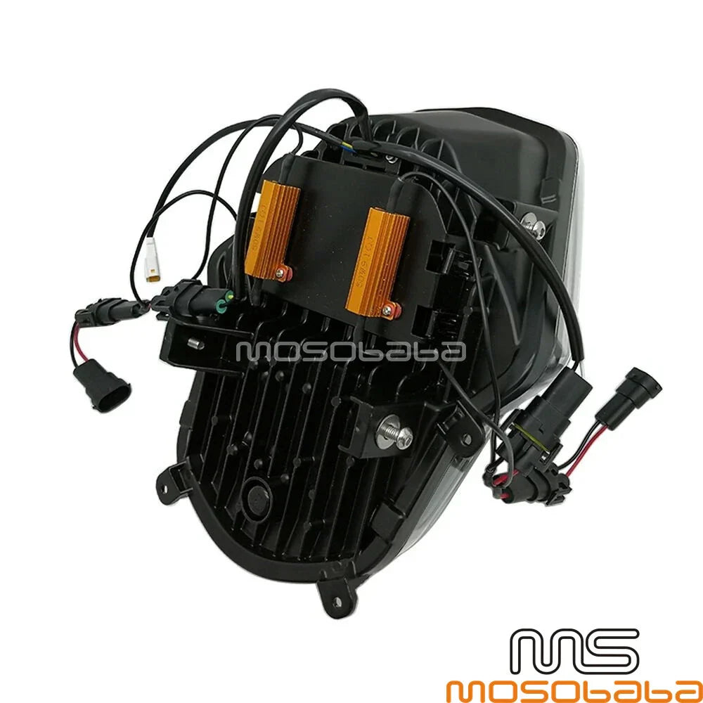 LED Headlight Assembly D-Shaped Projector Lenses for Adventure Motorcycle