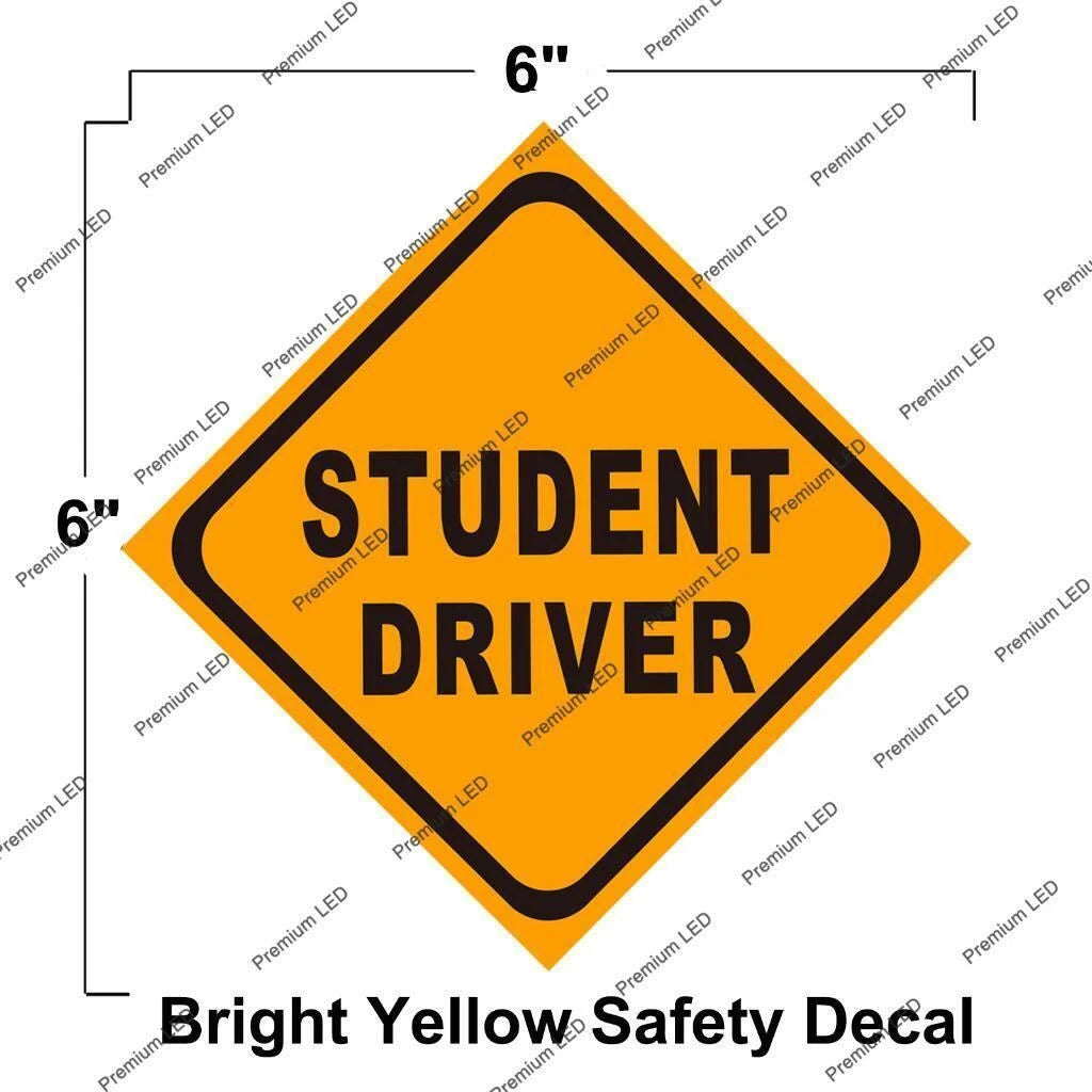 Safety Student Driver Vehicle Decal for Yellow Car Bumper Window (2020-2025)