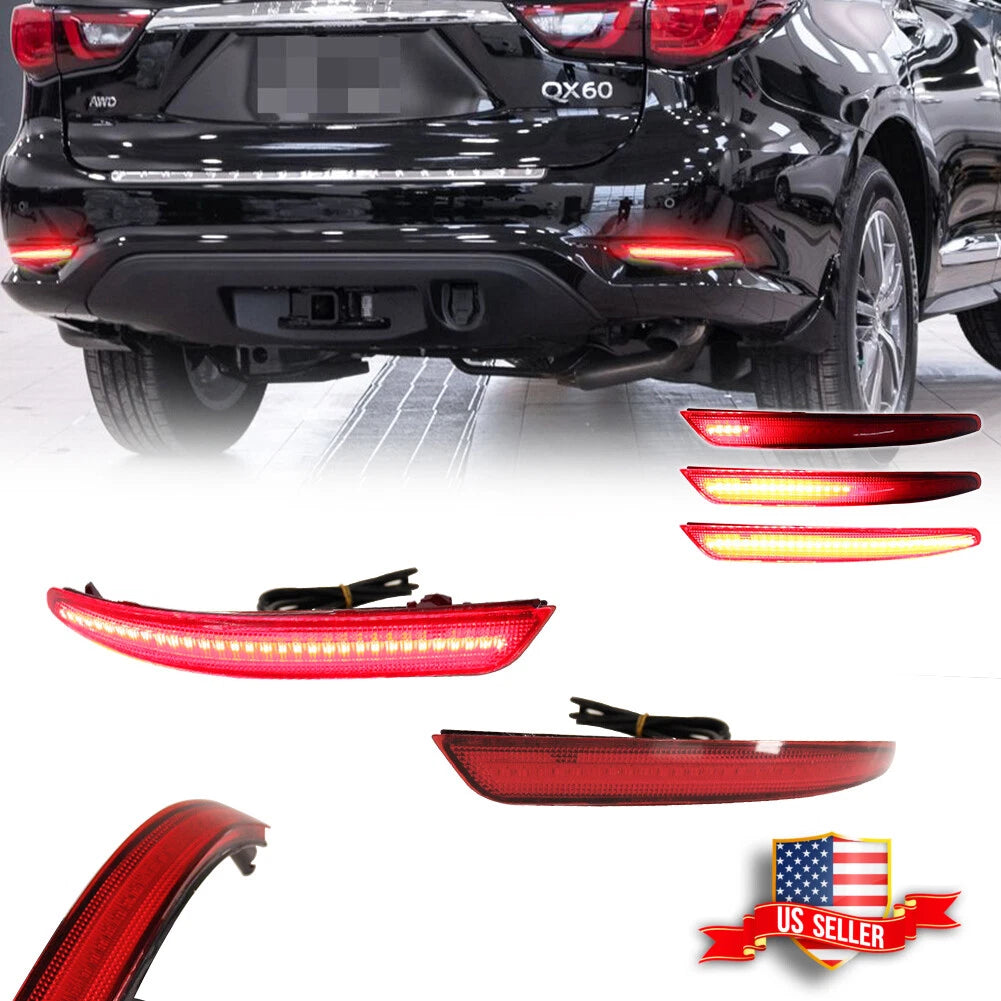 2X LED Rear Bumper Reflector Tail Light for Infiniti QX60 (2016–2020)
