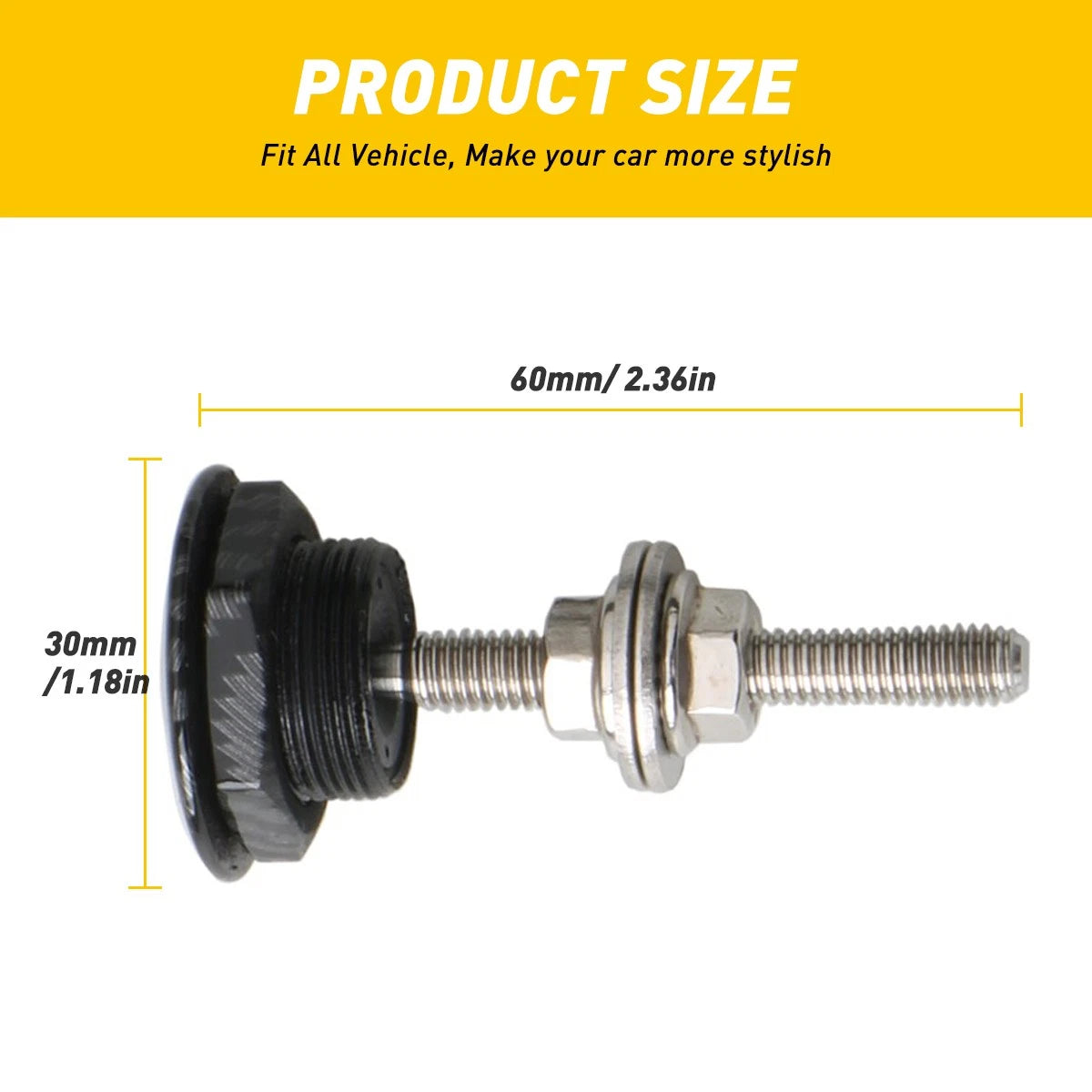Set of 2 Carbon Fiber Hood Release Button Push Pins for Universal Use