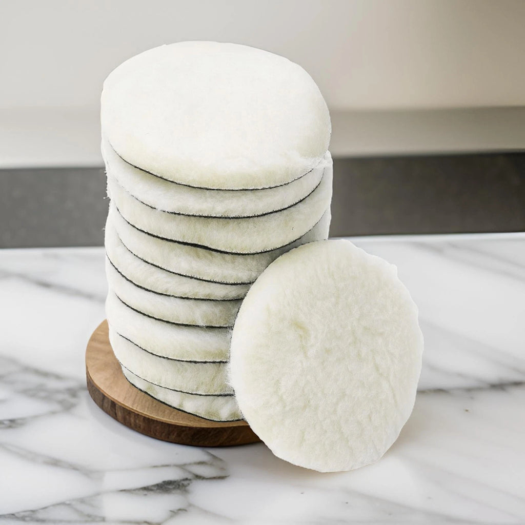 10 Piece Set of 3 Inch Wool Polishing Pads for Auto Detailing