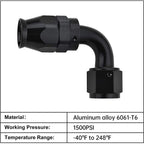 90 Degree PTFE Hose End Fitting Adapter for PTFE Hose (6AN) (4-Pack)