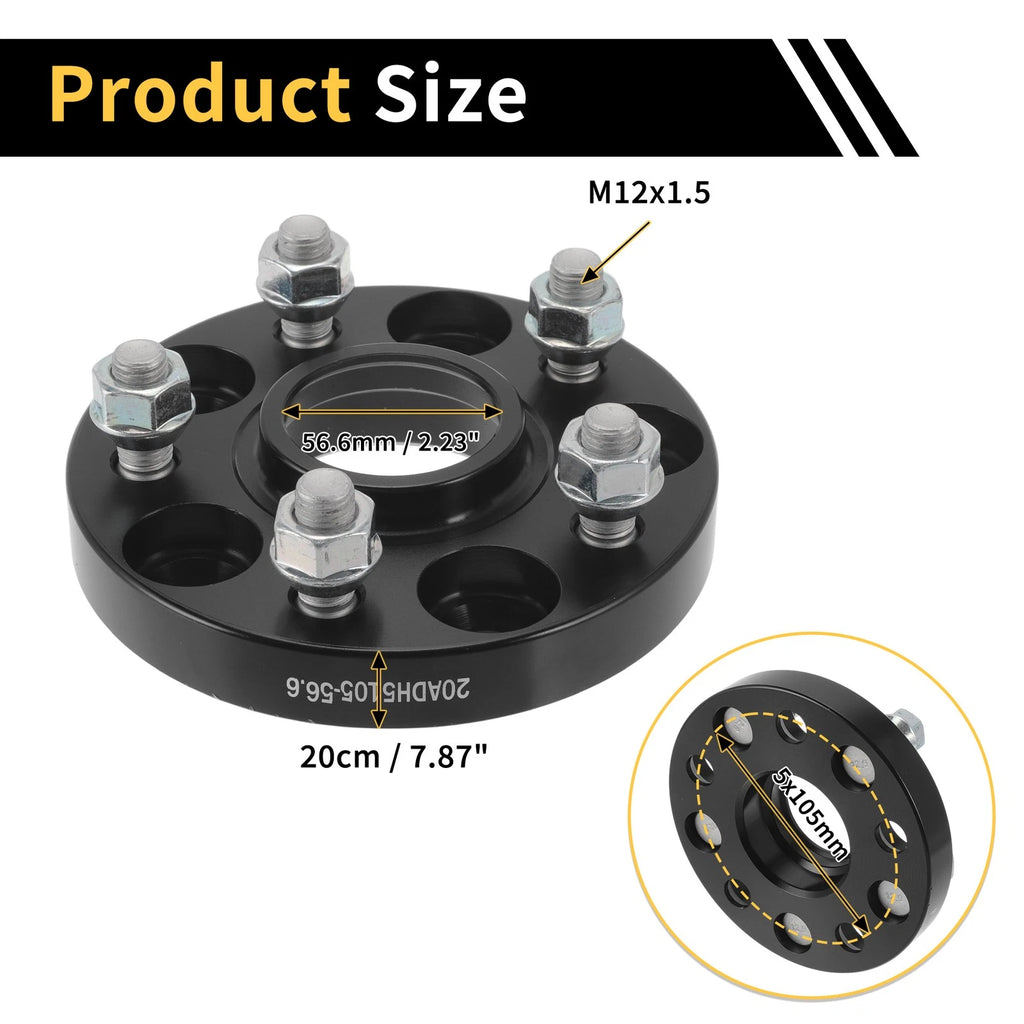 5x105mm Wheel Spacers 56.6mm M12x1.5 for Chevrolet Trax (2013–2020)